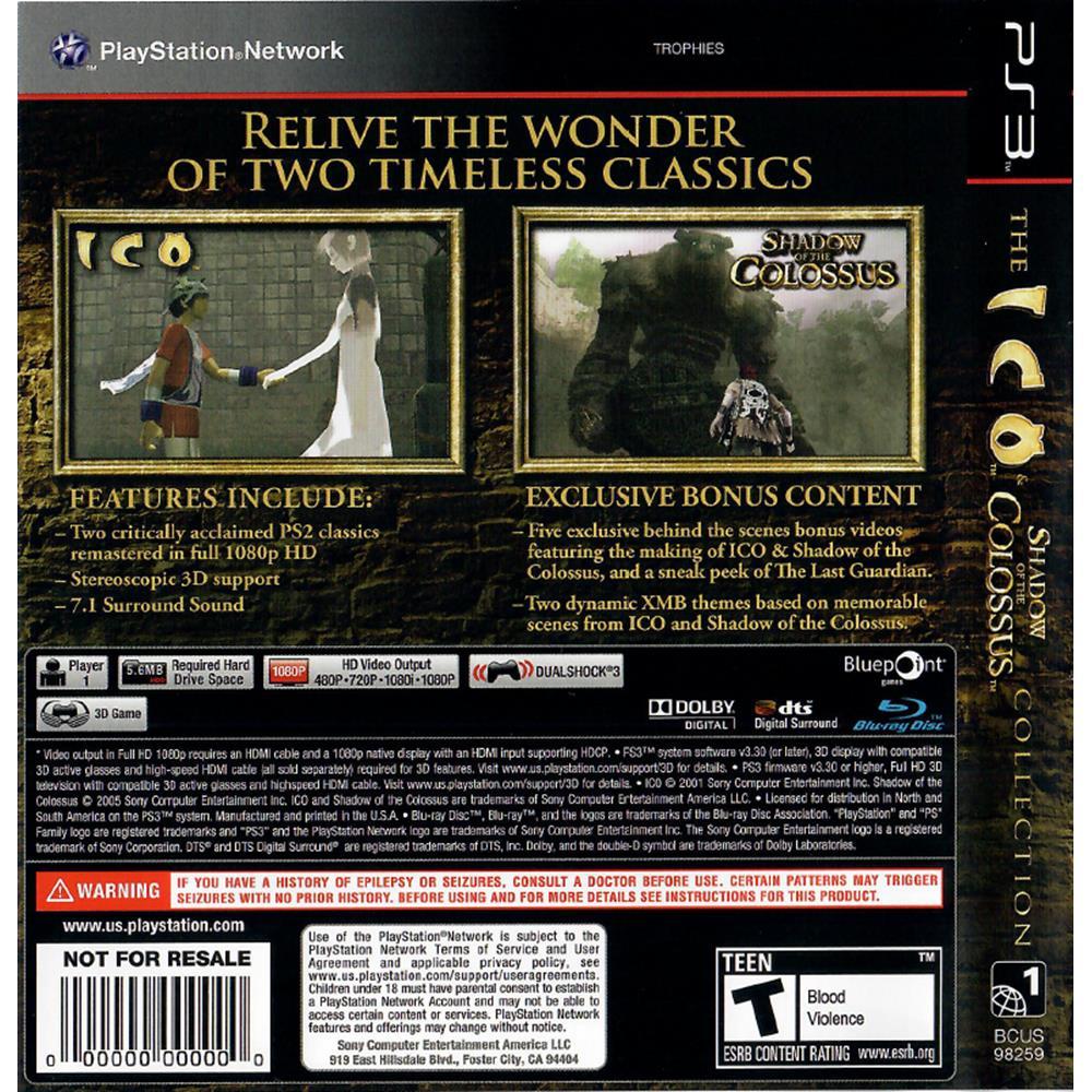 The Ico And Shadow Of Colossus Collection - Ps3 (Usado) (Sem Manual)