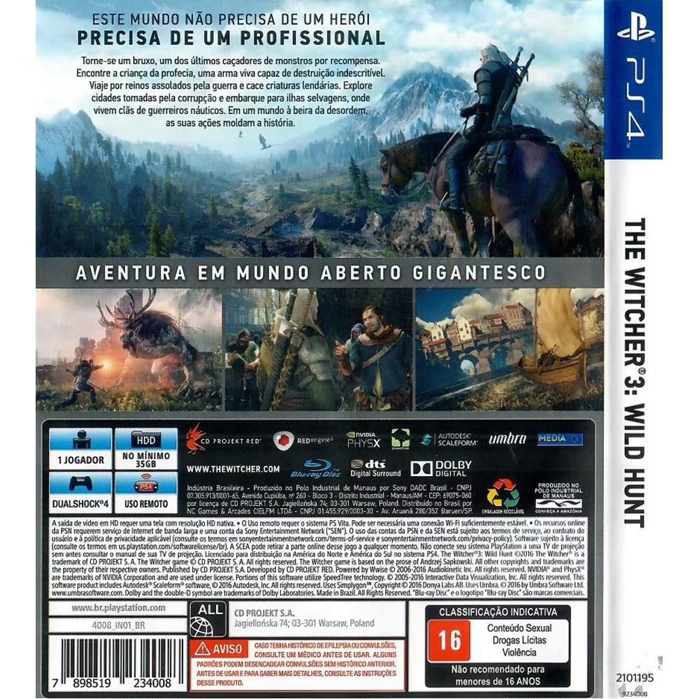 The Witcher 3 Wild Hunt - Ps4 (Sem Os Conteúdos Extras) (Seminovo)