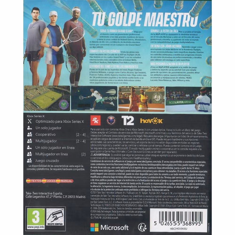 Top Spin 2K 25 - Xbox Series X Xbox One (Novo) (Europeu)