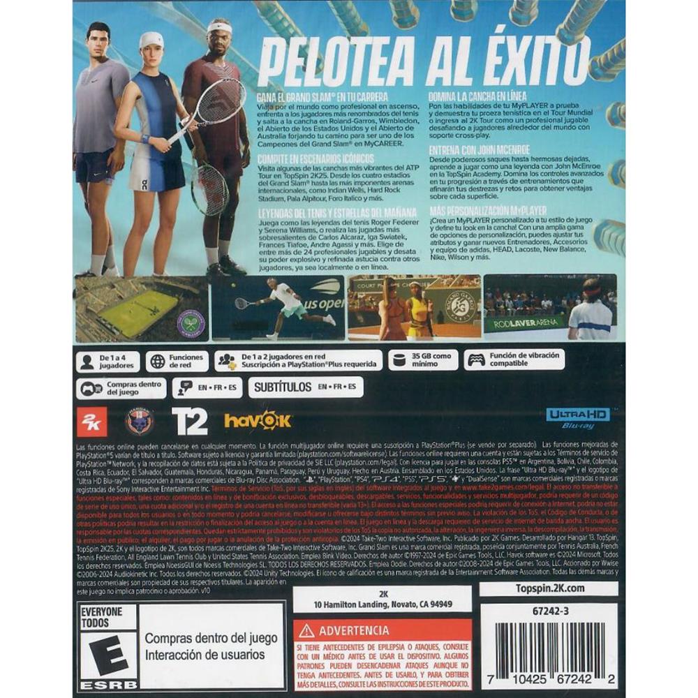 Top Spin 2K25 - Ps5 (Novo)