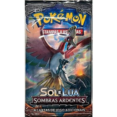 Trading Card Game Pokemon - Booster Sol E Lua Sombras Ardentes (Pack Com 3 Boosters Sortidos) (6 Cartas Cada Booster) (Novo)