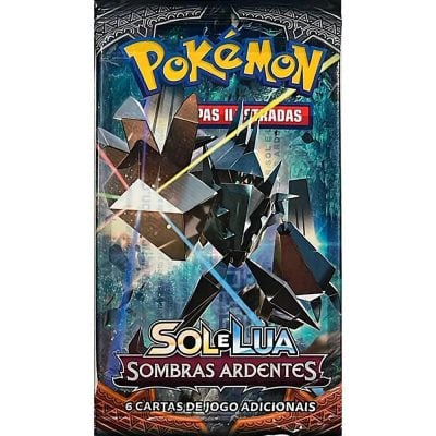 Trading Card Game Pokemon - Booster Sol E Lua Sombras Ardentes (Pack Com 3 Boosters Sortidos) (6 Cartas Cada Booster) (Novo)