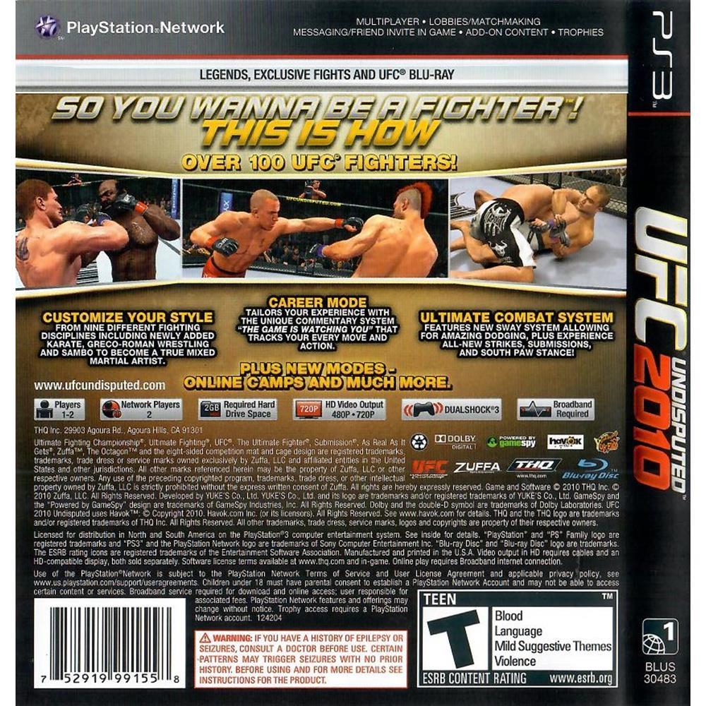 Ufc Undisputed 2010 - Ps3 (Usado)