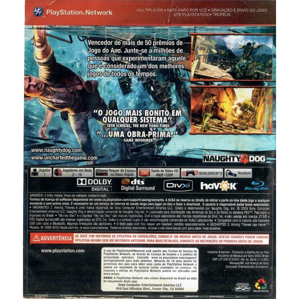 Uncharted 2 Among Thieves (Greatest Hits) - Ps3 (Usado) (Sem Manual)