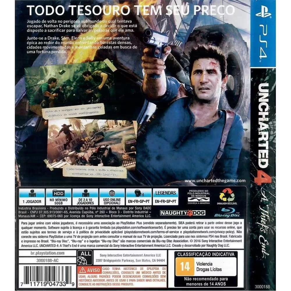 Uncharted 4 A Thiefs End - Ps4 (Usado) (Mancha)