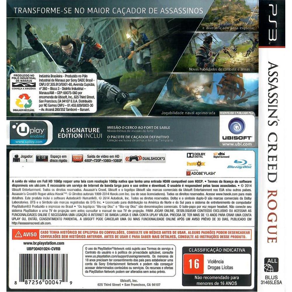 Assassins Creed Rogue - Ps3 (Usado)