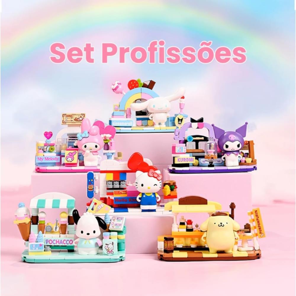 Bloco De Montar Set Restaurante Personagens - Hello Kitty E Amigos (Novo)