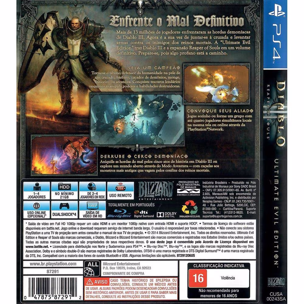 Diablo 3 Reaper Of Souls - Ps4 (Usado)