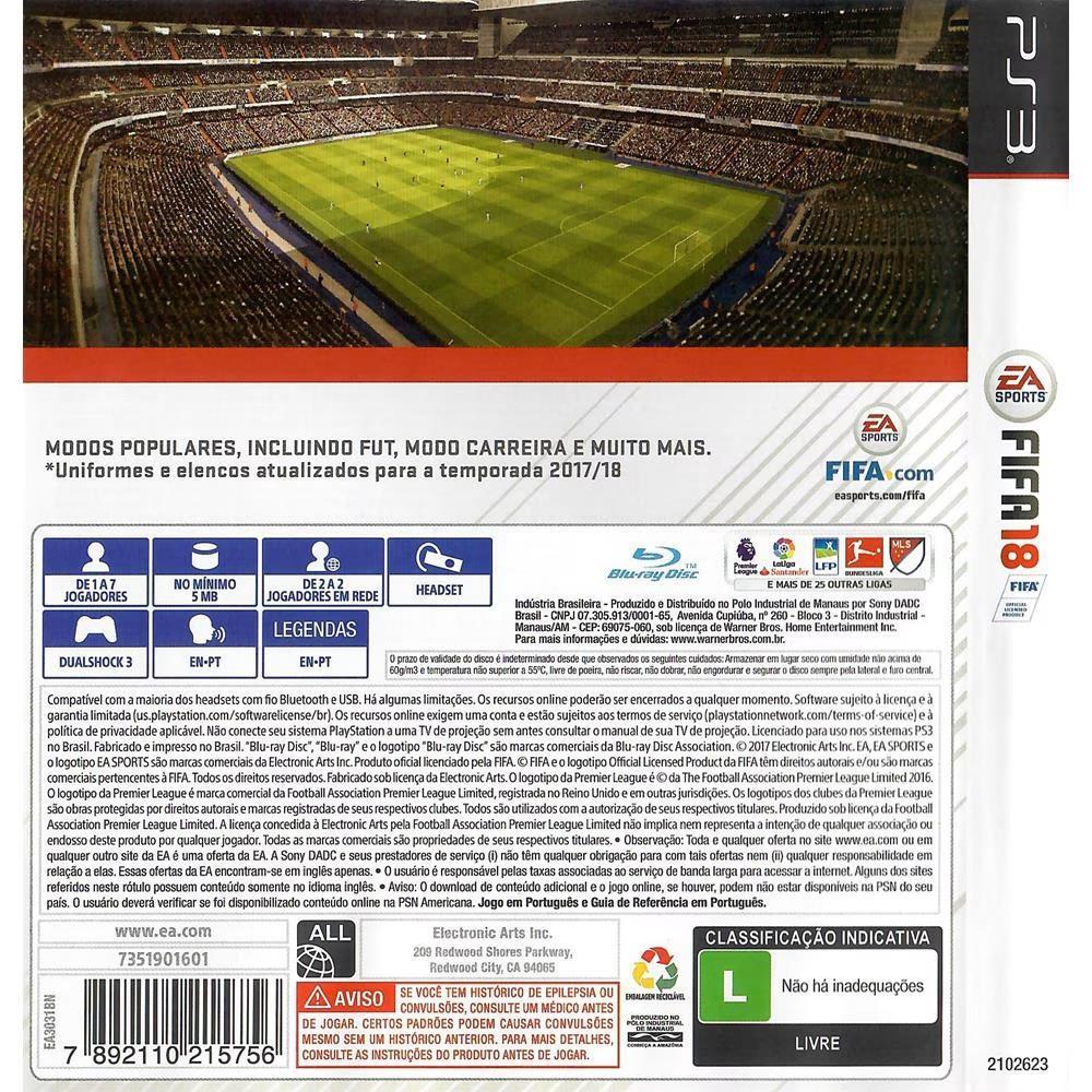 Fifa 18 - Ps3 (Usado)