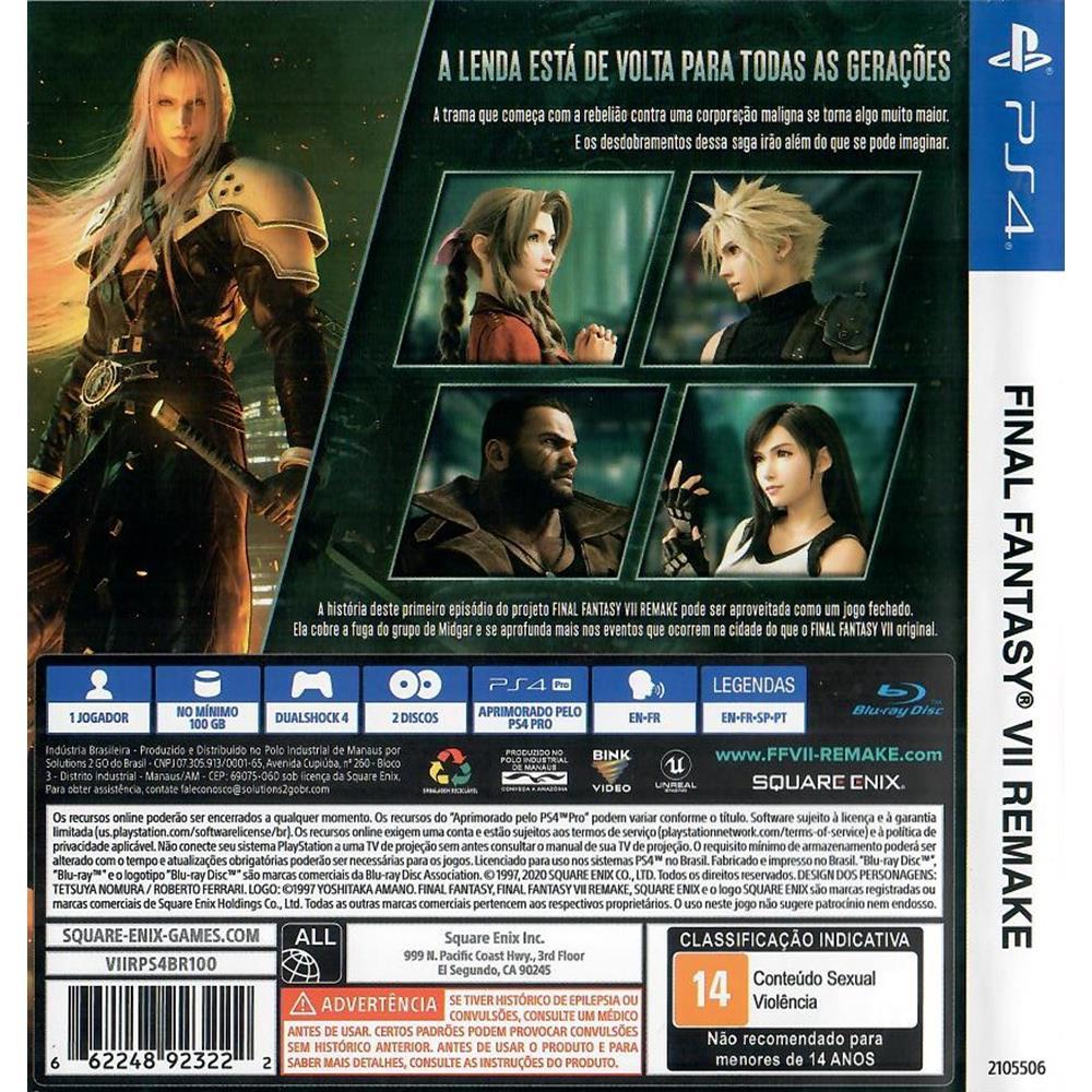 Final Fantasy Vii Remake - Ps4 (Usado)