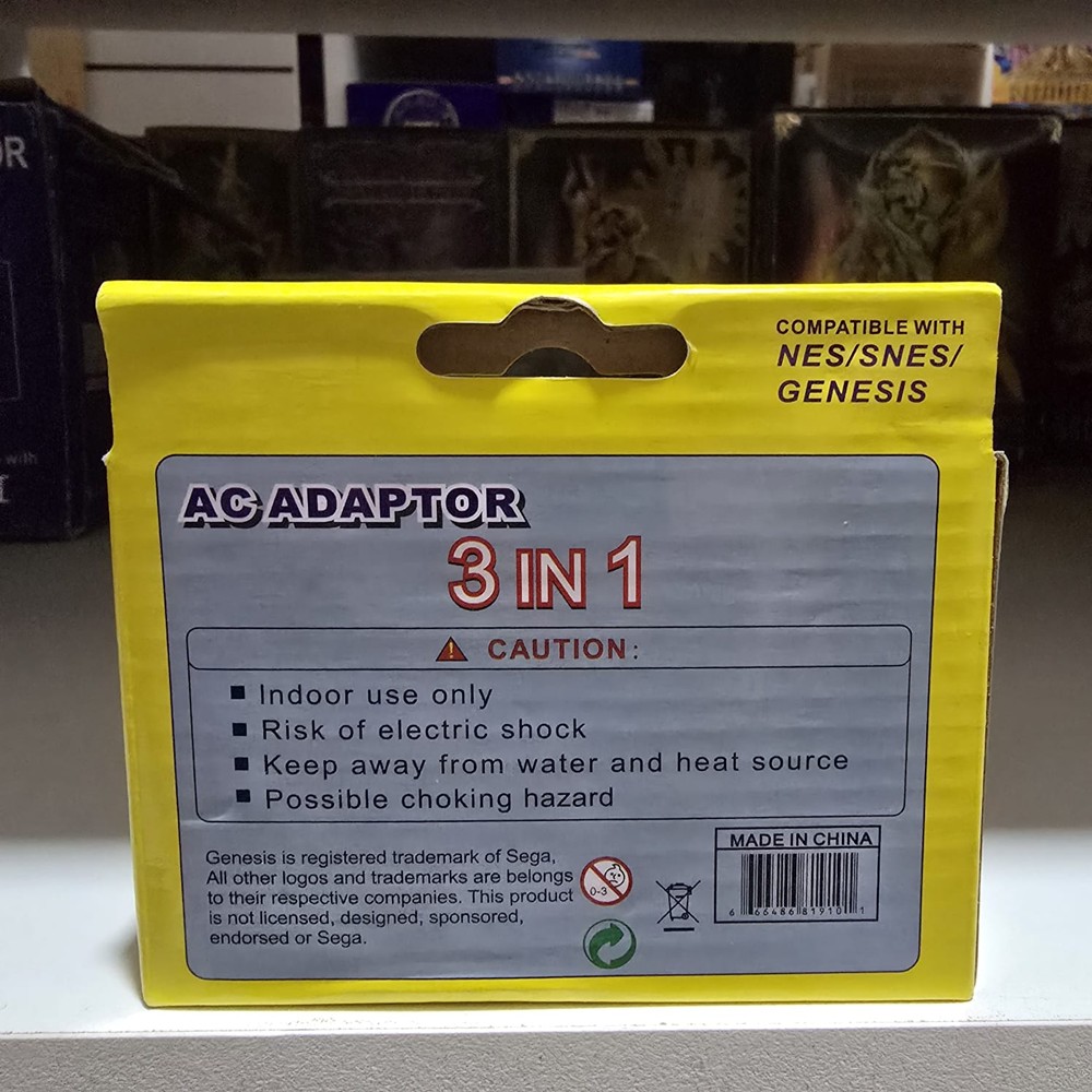 Fonte Ac Adaptador 3 Em 1 Para Nes, Snes E Genesis – Dc 9V 850Ma
