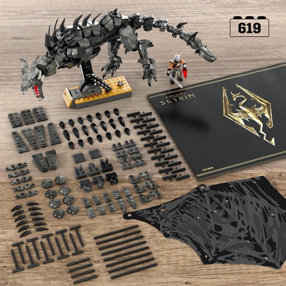 Mega Skyrim Alduin World Eater Building Set Hxr98 (Alduin O Devorador De Mundos Com 619 Peças) (Novo)