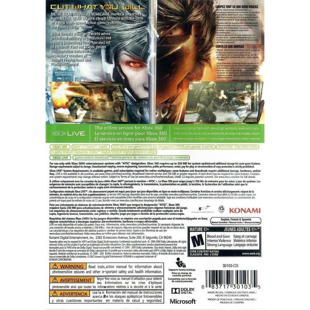 Metal Gear Rising Revengeance - Xbox 360 (Usado)