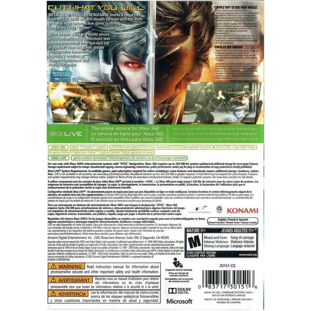 Metal Gear Rising Revengeance - Xbox 360 (Usado) (Sem Manual)