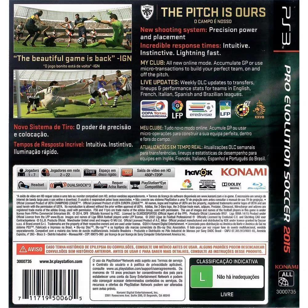 Pes 2015 - Ps3 (Usado)