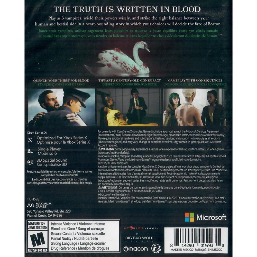 Vampire The Masquerade Swansong - Xbox Series (Novo)