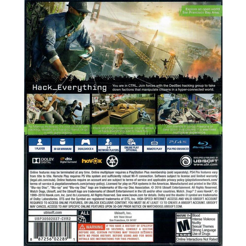 Watch Dogs 2 - Ps4 (Seminovo)