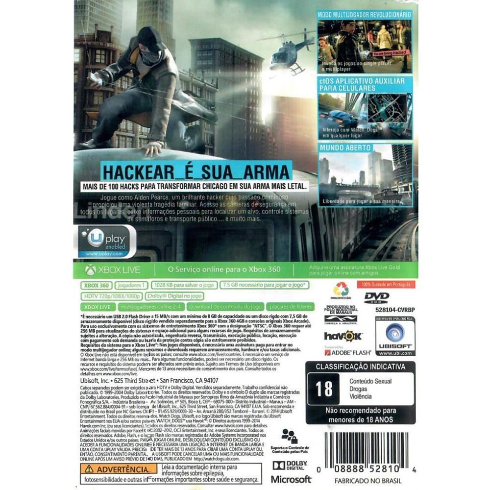 Watch Dogs Platinum Hits - Xbox 360 (Usado)