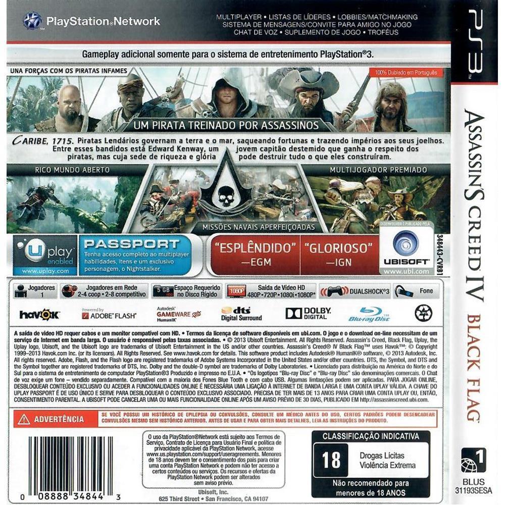 Assassins Creed Iv - Black Flag - Ps3 (Usado)