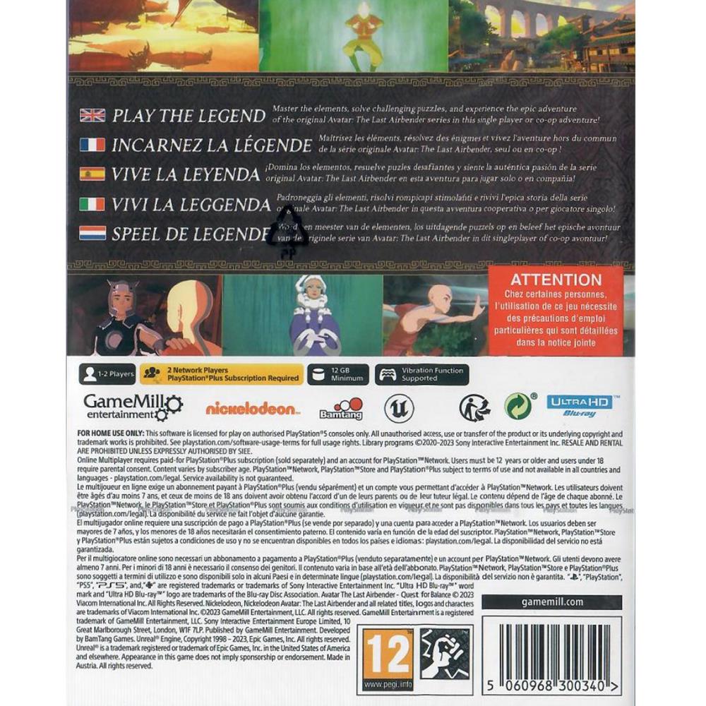 Avatar The Last Airbender: Quest For Balance - Ps5 (Novo) (Europeu)