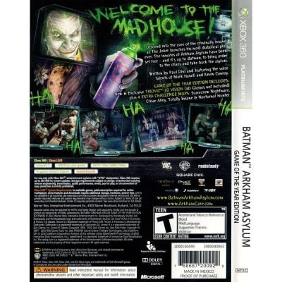 Batman Arkham Asylum Game Of The Year Edition (Platinum Hits) - Xbox 360 (Usado)