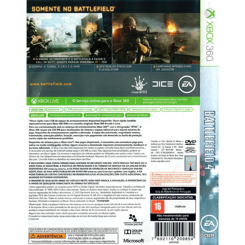 Battlefield 4 - Xbox 360 (Requer Hd) (Seminovo)