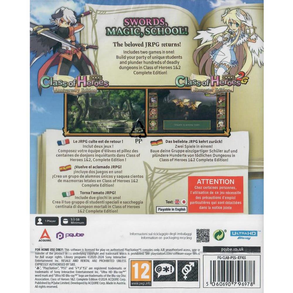 Class Of Heroes 1&2: Complete Edition - Ps5 (Novo) (Europeu)