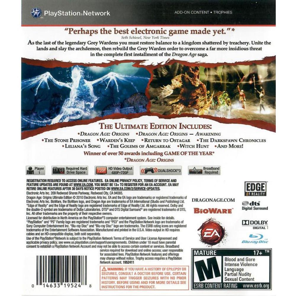 Dragon Age Origins Ultimate Edition - Ps3 (Seminovo)