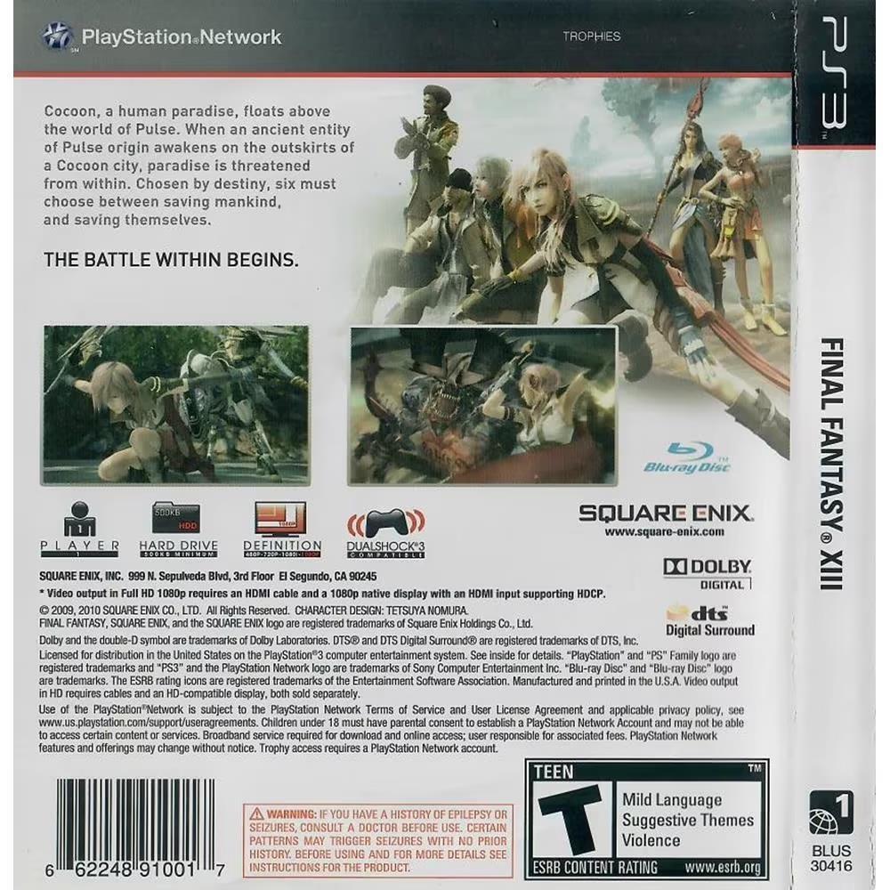 Final Fantasy Xiii - Ps3 (Seminovo)