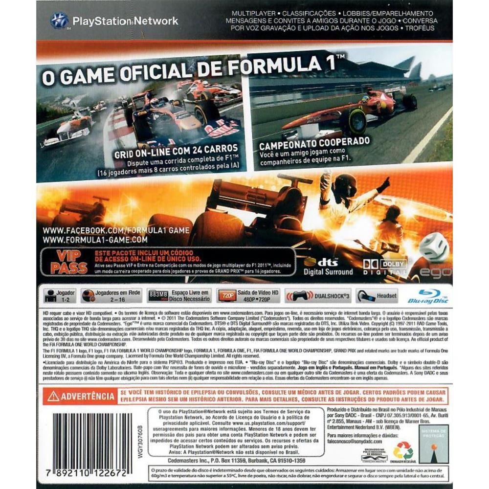 Formula (F1) 2011 - Ps3 (Usado)