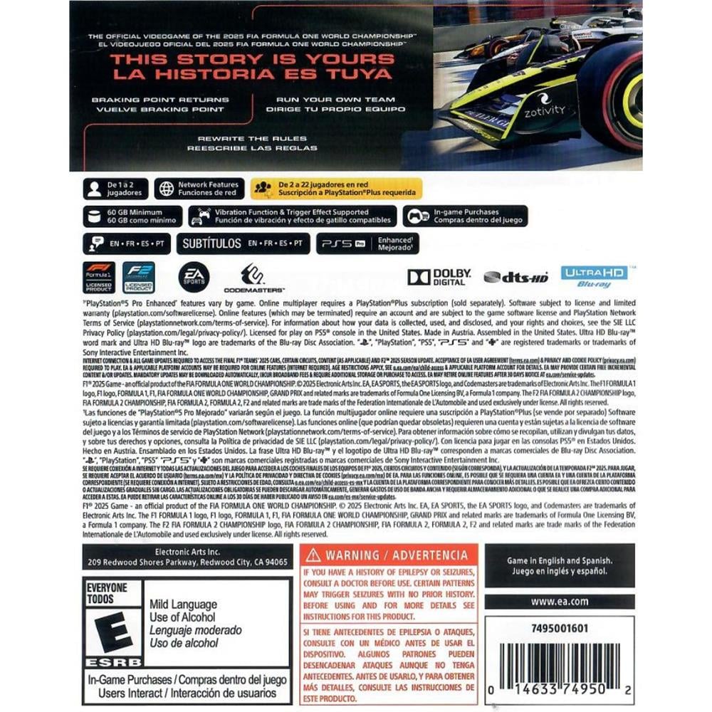 Formula (F1) 2025 - Ps5 (Seminovo)