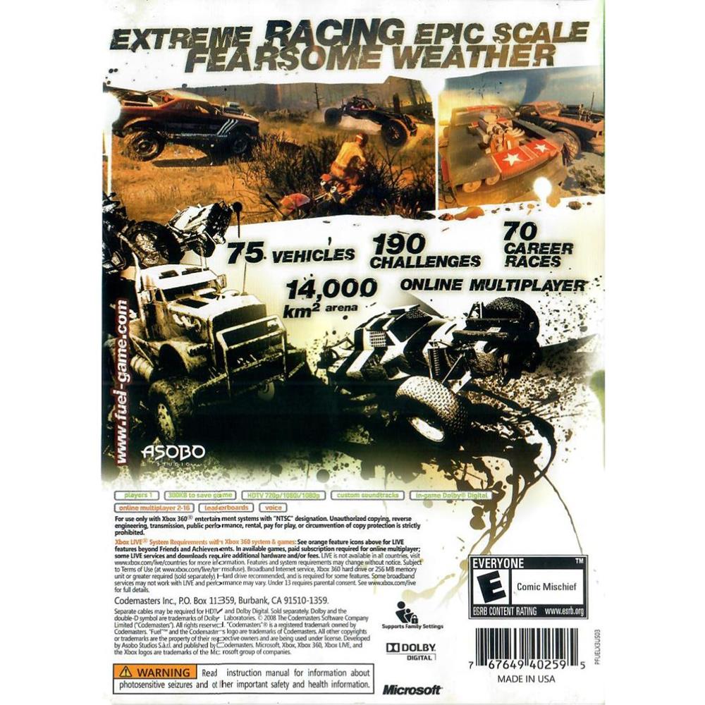 Fuel - Xbox 360 (Usado) (Sem Manual)