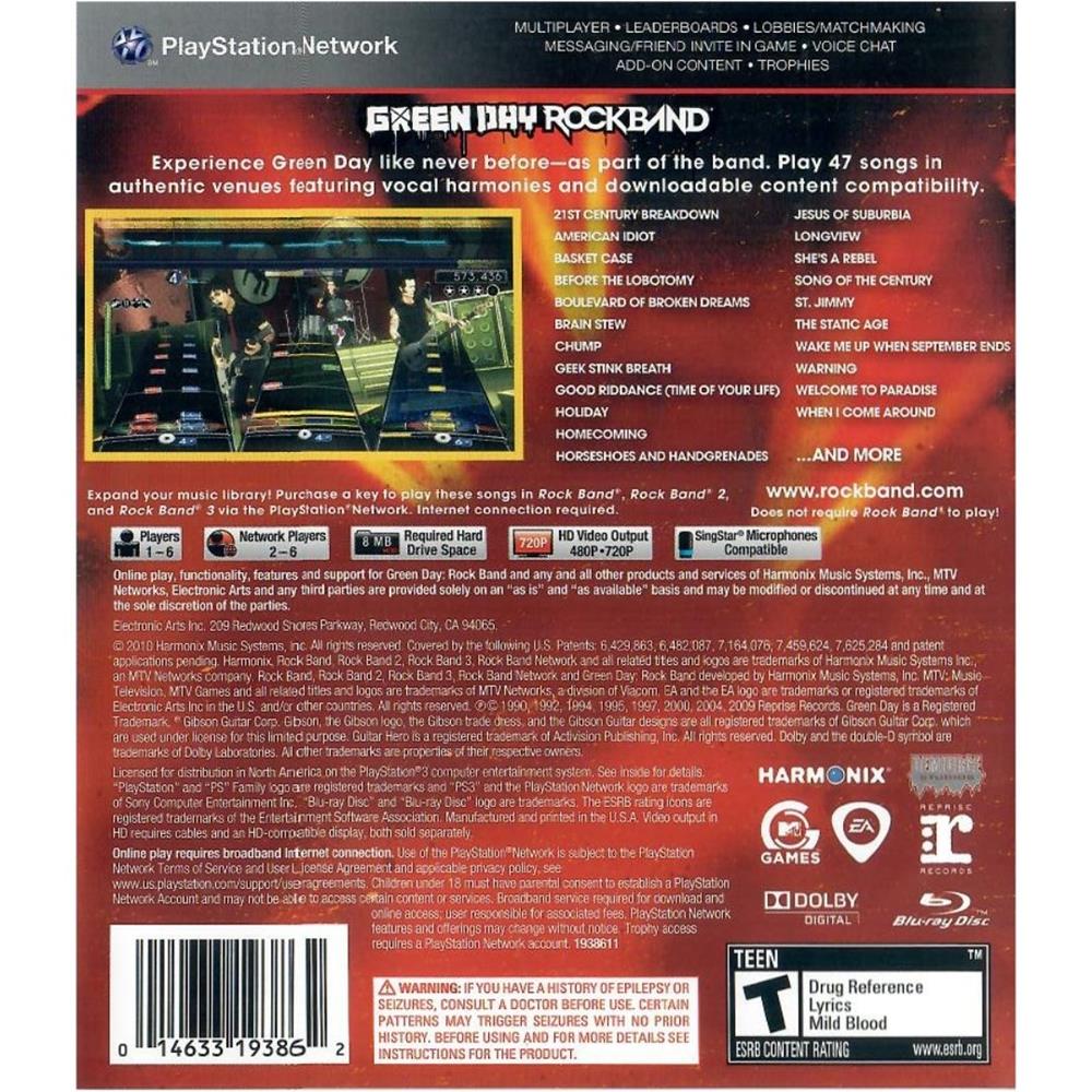 Green Day Rock Band - Ps3 (Requer Guitarra, Bateria Ou Microfone) (Seminovo)