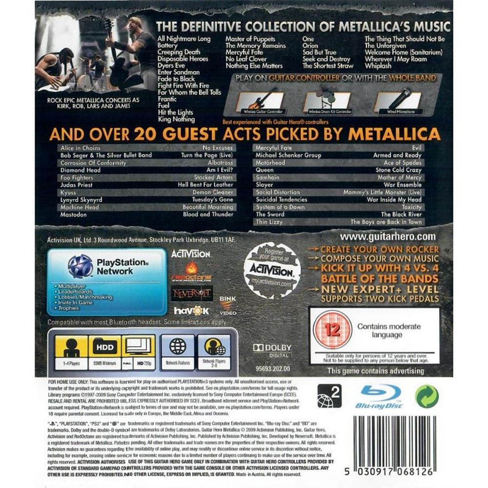 Guitar Hero Metallica - Ps3 (Requer Guitarra, Bateria Ou Microfone) (Seminovo)