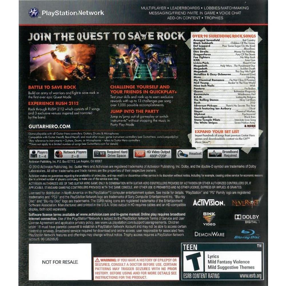 Guitar Hero Warriors Of Rock - Ps3 (Requer Guitarra, Bateria Ou Microfone) (Seminovo)