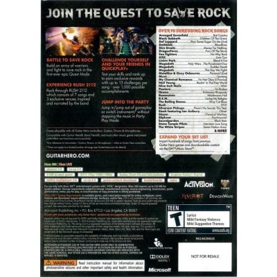 Guitar Hero Warriors Of Rock - Xbox 360 (Usado) (Sem Manual) (Requer Guitarra, Bateria Ou Microfone)