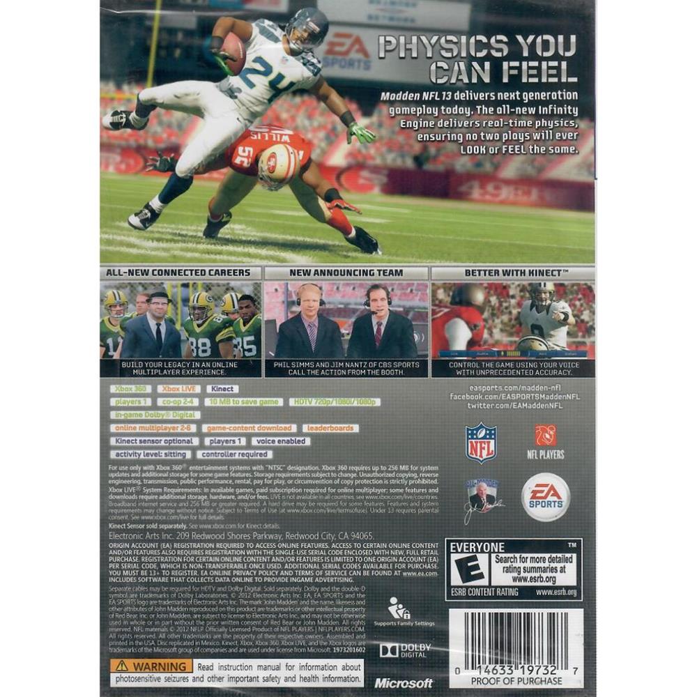 Madden Nfl 13 - Xbox 360 (Embalagem Original Avariada) (Novo)
