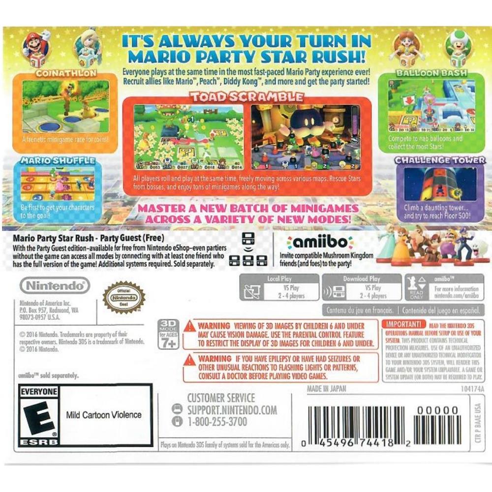 Mario Party Star Rush - Nintendo 3Ds (Capa Vermelha) (Seminovo)