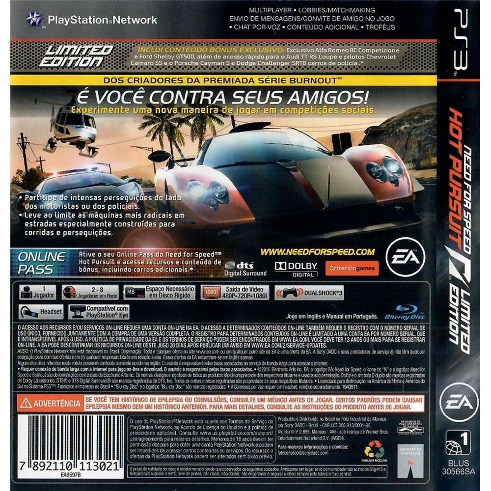 Need For Speed Hot Pursuit Limited Edition - Ps3 (Usado) (Marca De Queda)
