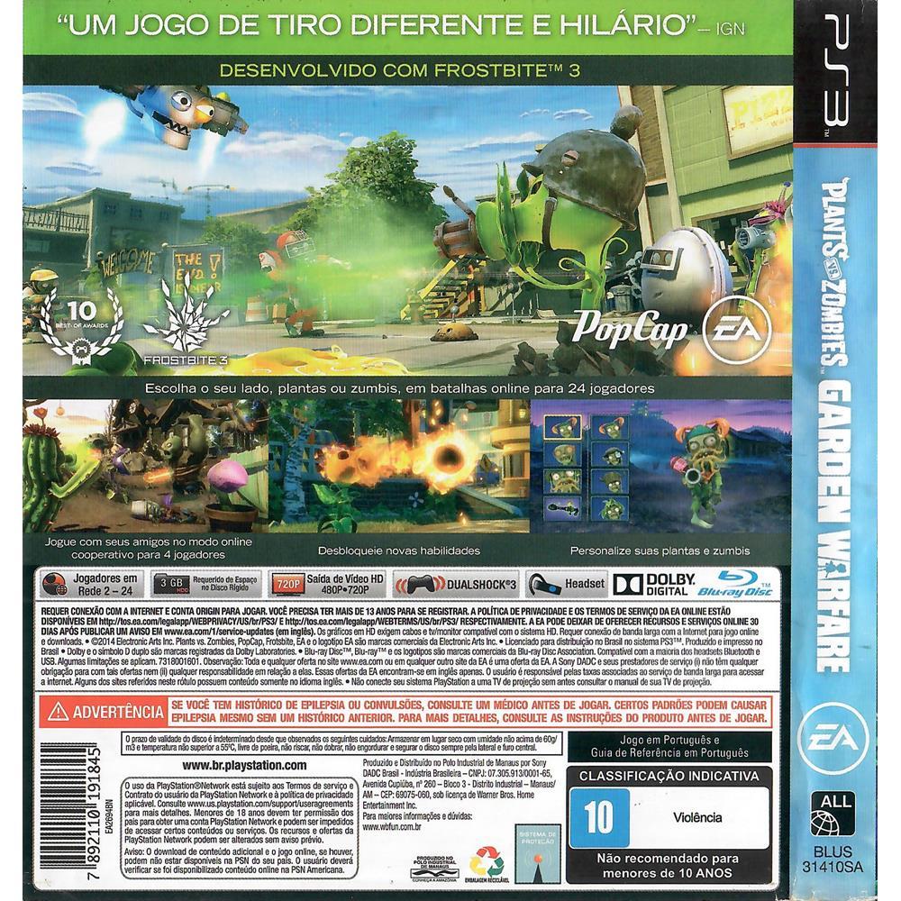 Plants Vs Zombies Garden Warfare - Ps3 (Servidores Offline) (Seminovo)