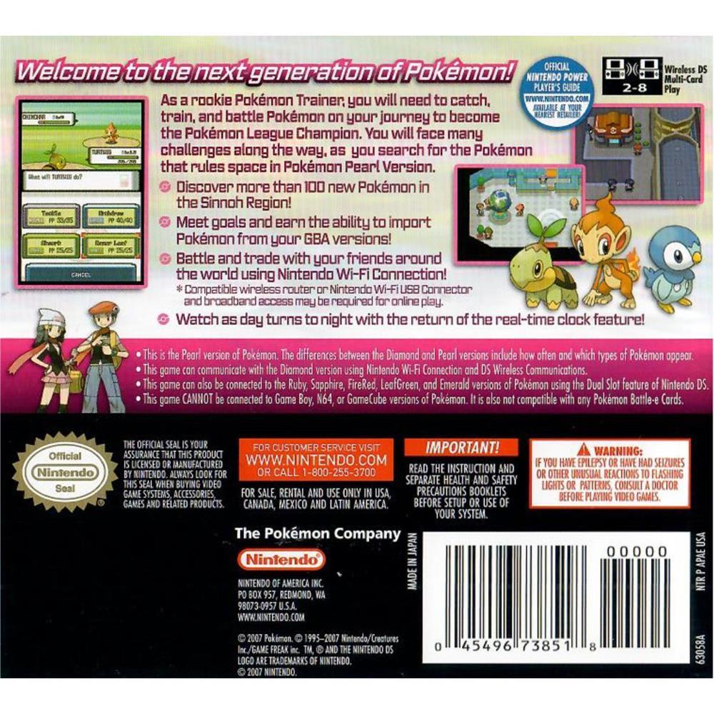 Pokemon Pearl Version - Nintendo Ds (Usado) (Sem Manual)