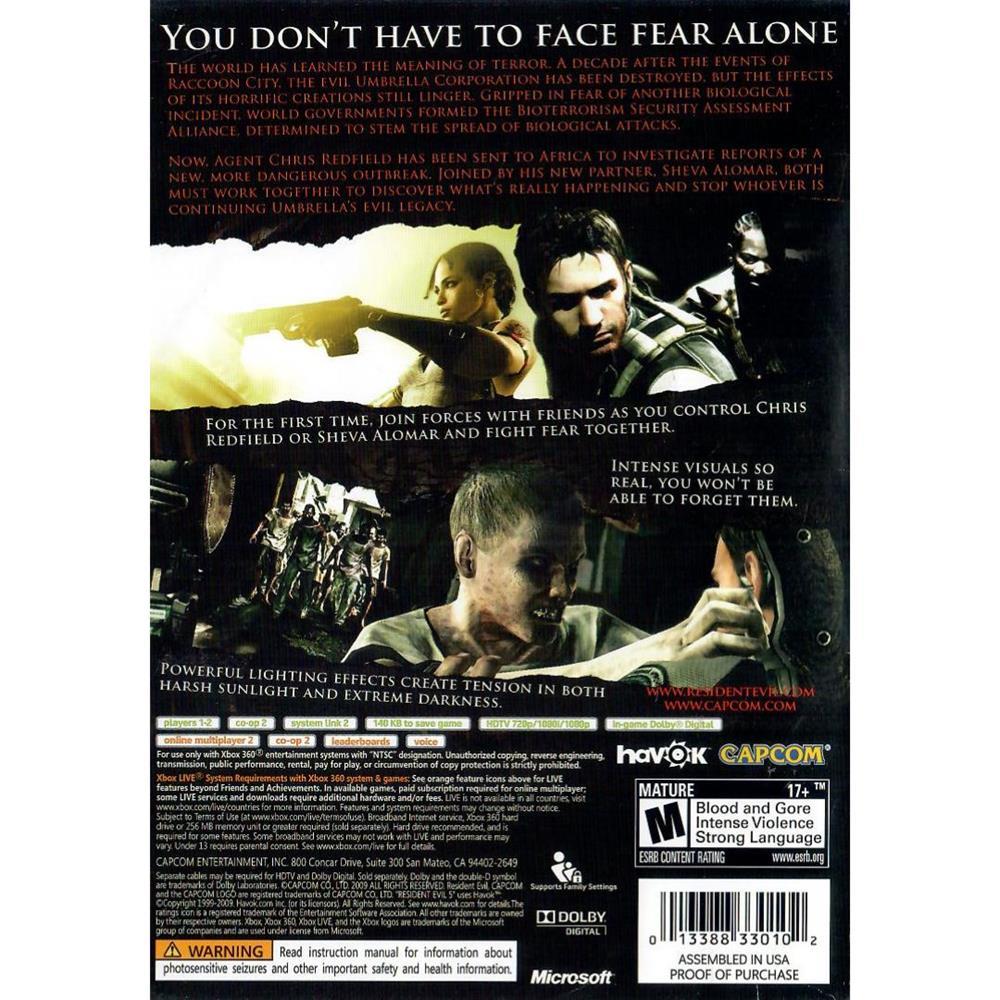 💀 Resident Evil 5 – Xbox 360 (Platinum Hits) (Usado) (Marca De Leitor)