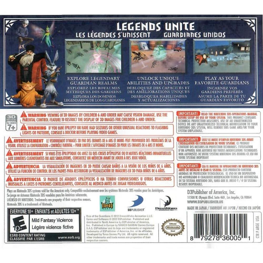 Rise Of The Guardians - Nintendo 3Ds (Seminovo)