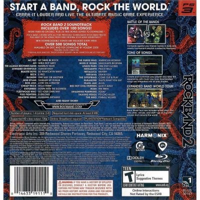 Rockband 2 - Ps3 (Usado) (Requer Guitarra Ou Bateria Ou Microfone)