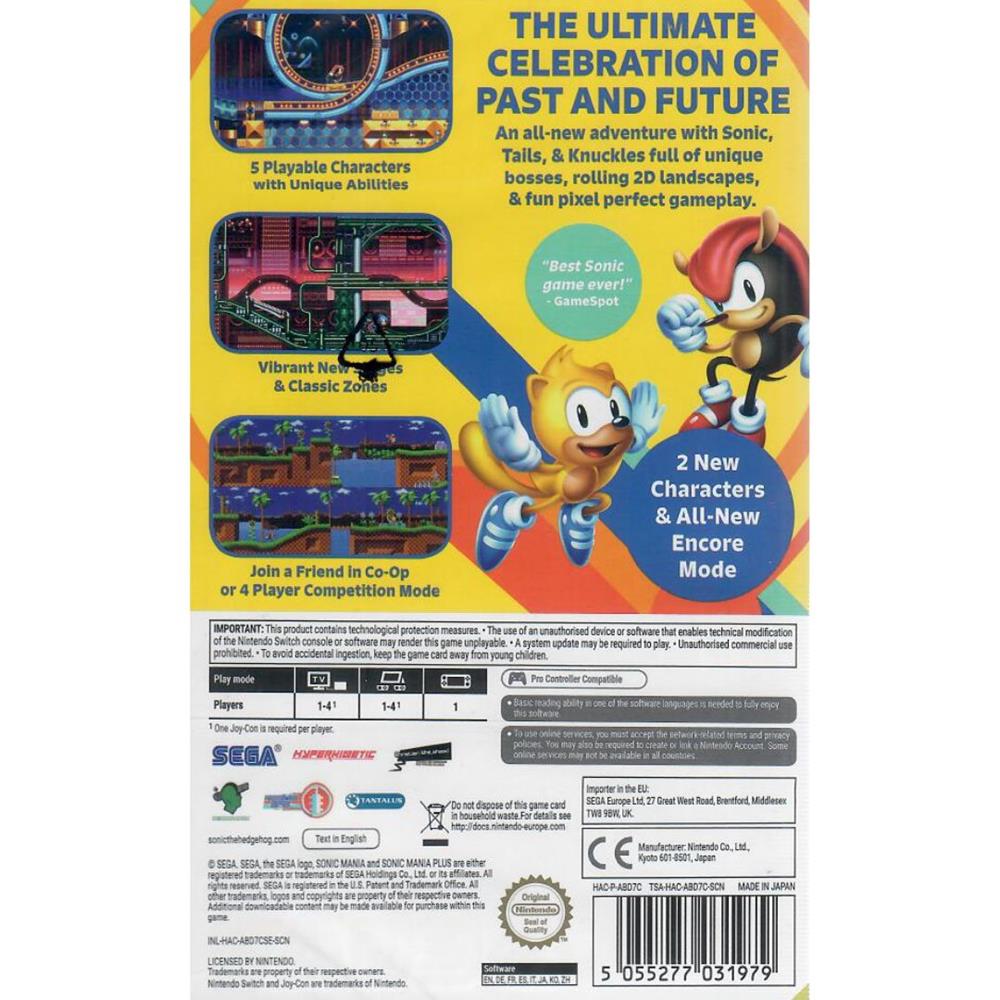 Sonic Mania Plus - Nintendo Switch (Novo) (Europeu)