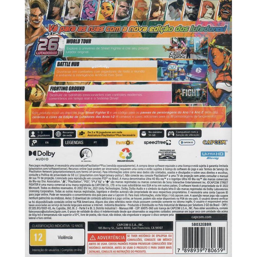 Street Fighter 6 Fighters Edition Yaers 1-2 - Ps5 (Novo)
