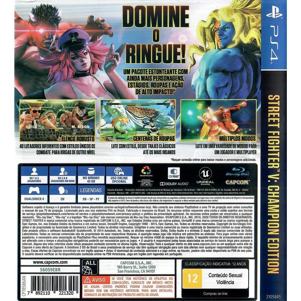 Street Fighter V Champion Edition (Código Usado) - Ps4