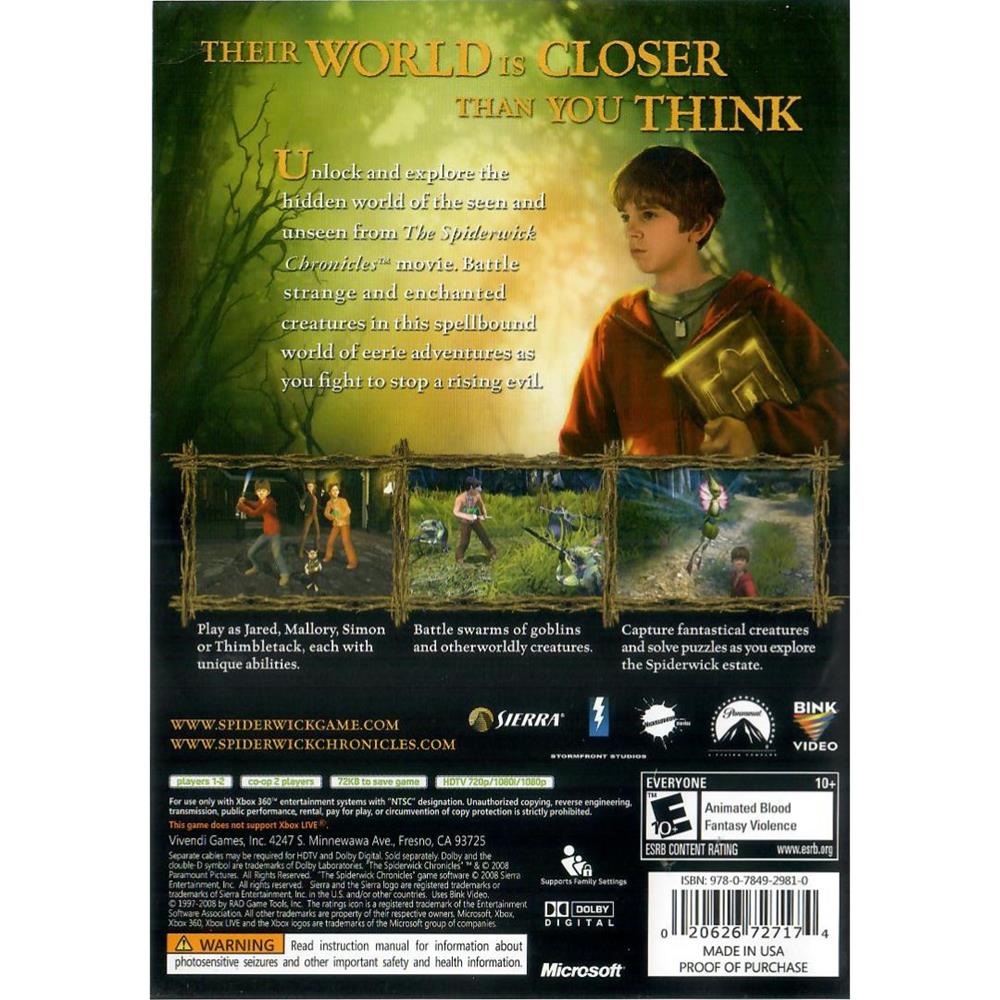 The Spiderwick Chronicles - Xbox 360 (Usado)