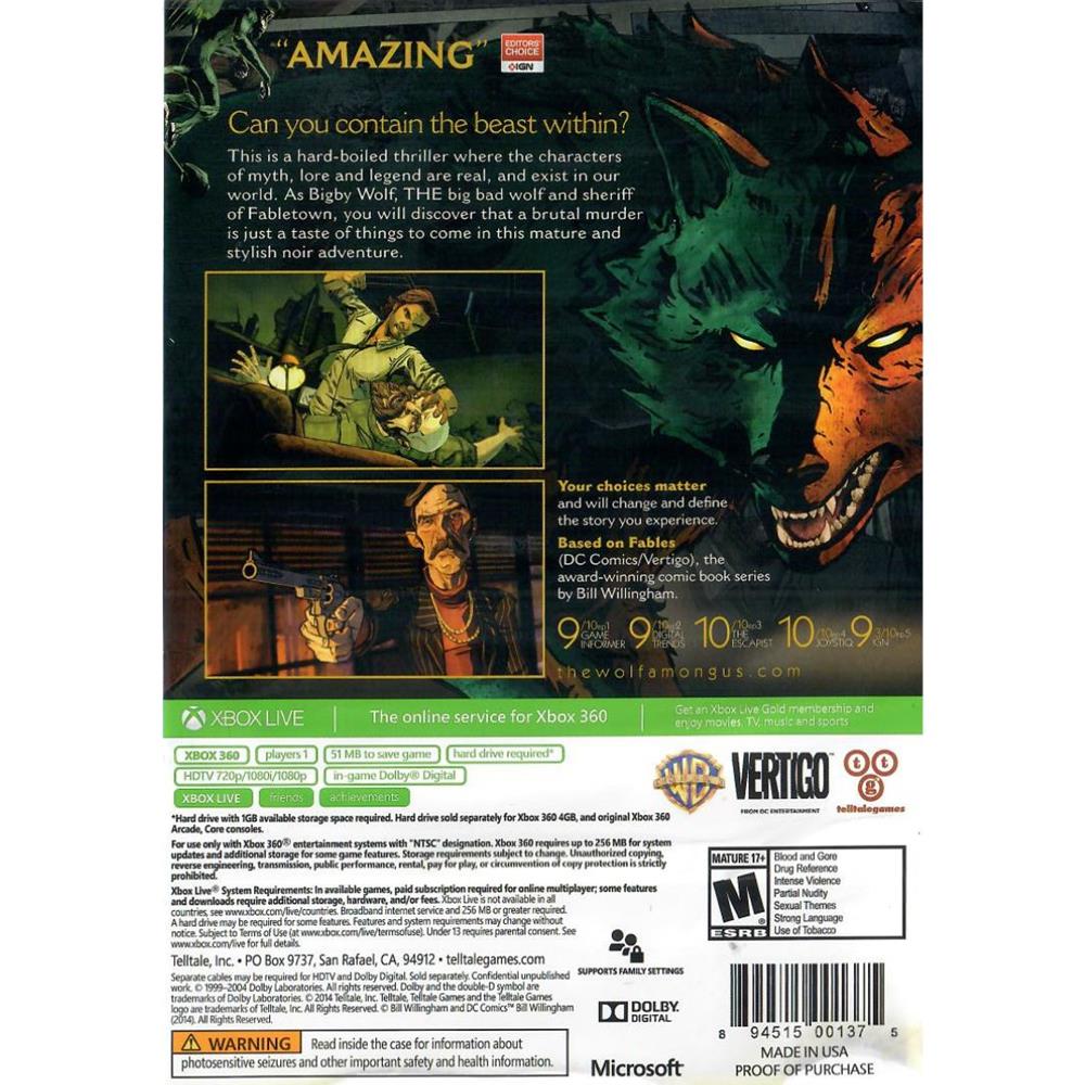 The Wolf Among Us - Xbox 360 (Usado)