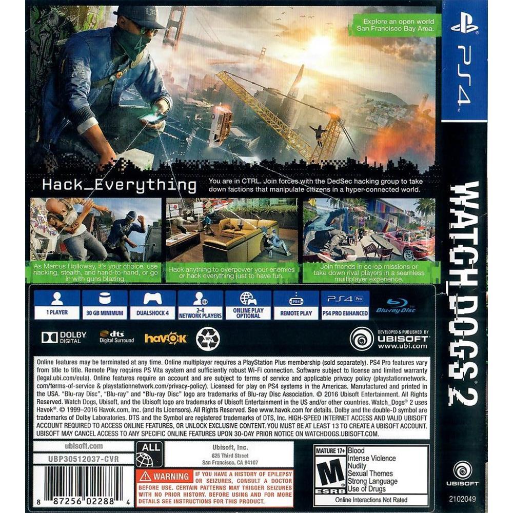 Watch Dogs 2 - Ps4 (Usado)